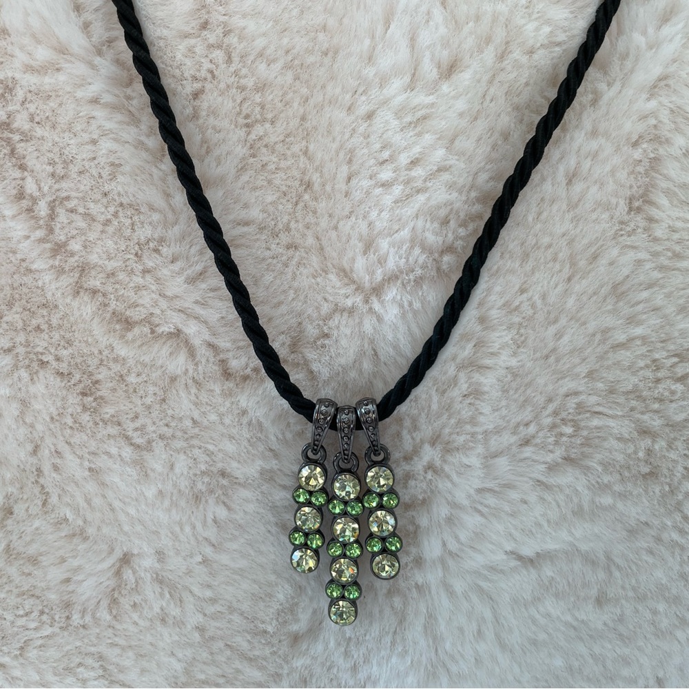 Lia Sophia Pendant Necklace with Green Gems